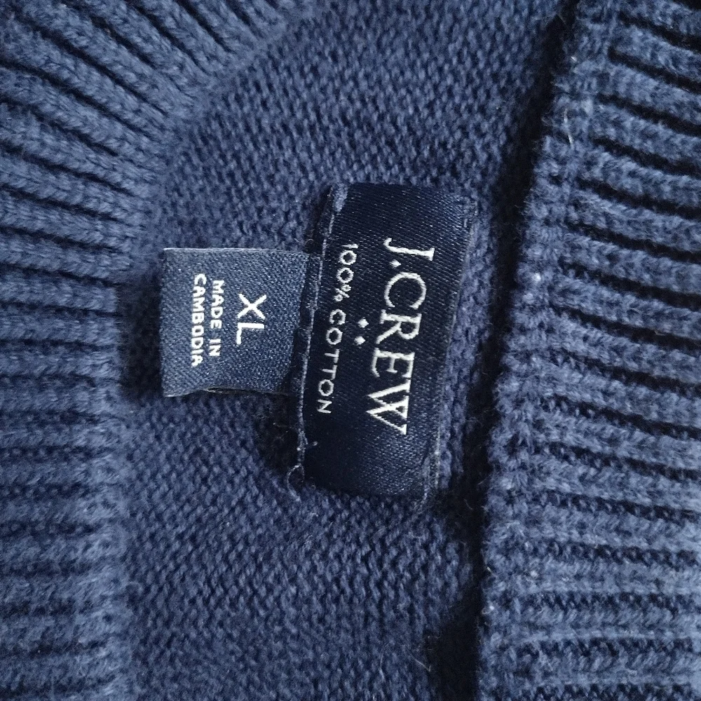 J. Crew Sweater Men's XL Fair Isle Cotton Snowflake Skiing Winter Blue BL173